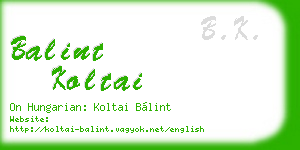 balint koltai business card